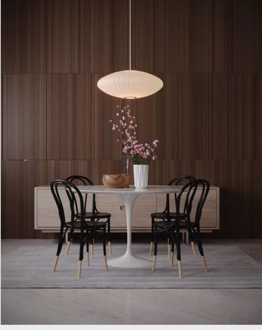 Sala de jantar com iluminação aconchegante